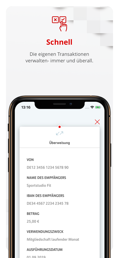 SantanderSign - Pantalla de smartphone que muestra una vista previa de autorización de transferencia bancaria pendiente en la aplicación SantanderSign.