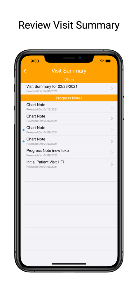 nAble Health patient portal showing medical visit summaries and notes