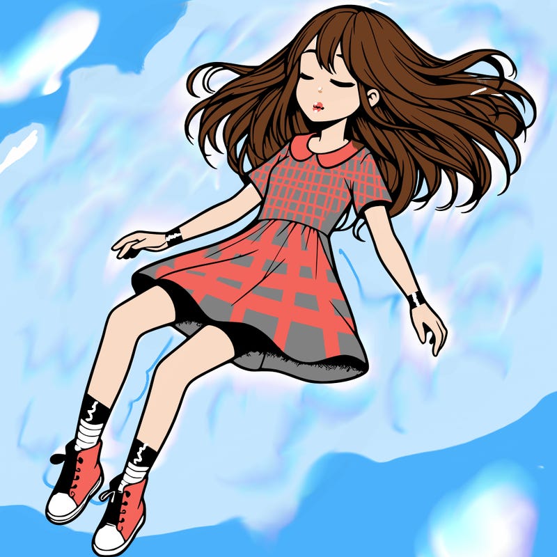 realistic girl floating