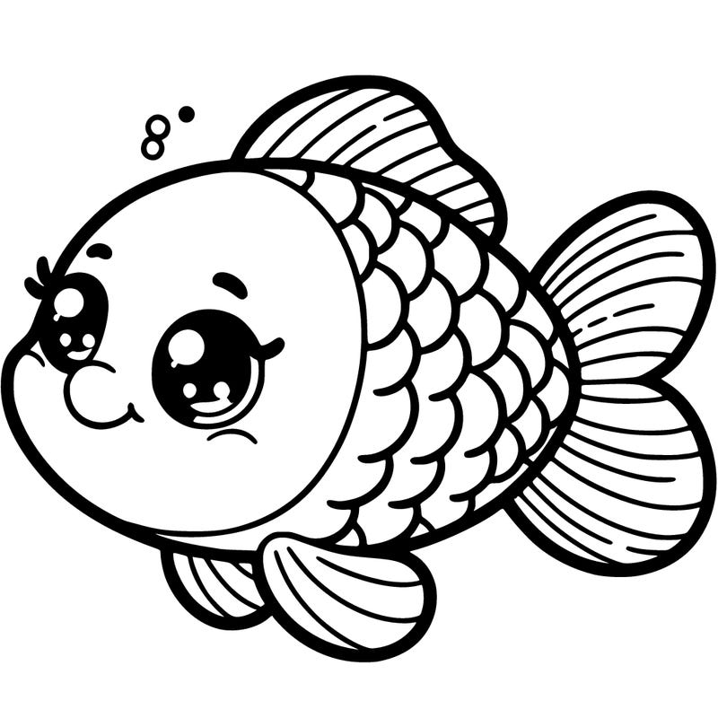 cute fish for kids, white, coloring photo, detailed illustration, high quality print, no dark shades, suitable for coloring,