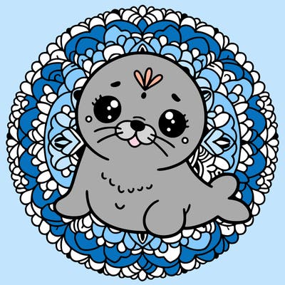 a cute baby seal mandala