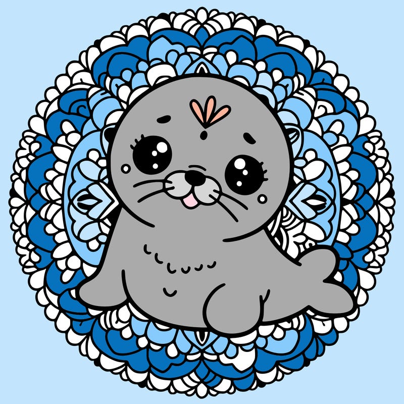 a cute baby seal mandala