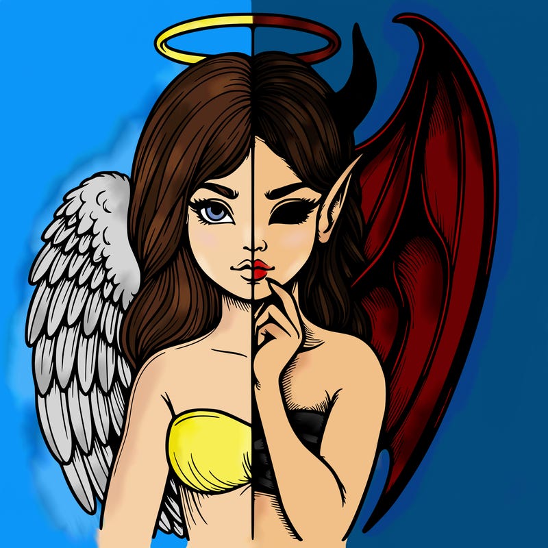 realistic angel half demon