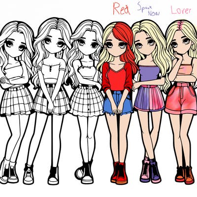 a group of girls realistic