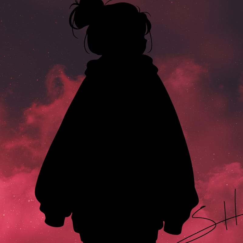 realistic girl with a oversized sweatshirt on and a bun