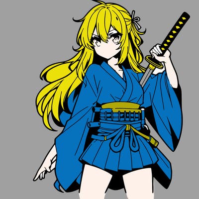 anime girl with sword and cool pose