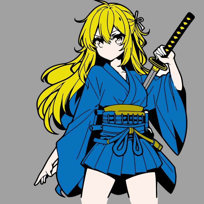 anime girl with sword and cool pose