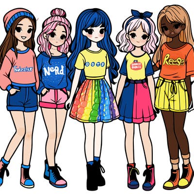 a group of five girls