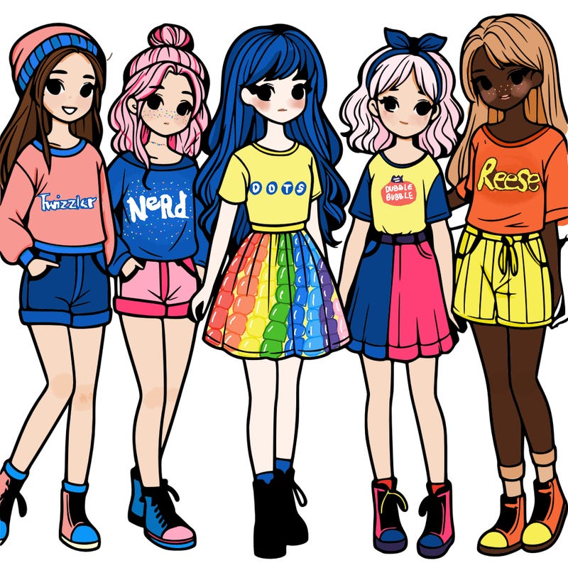 a group of five girls