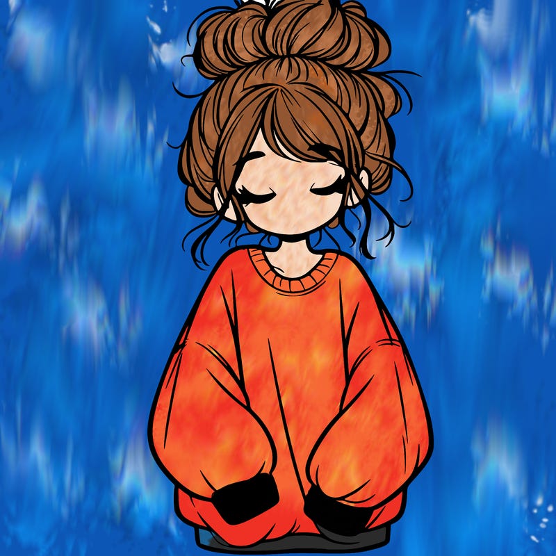 girl with baggy sweatshirt and messy bun