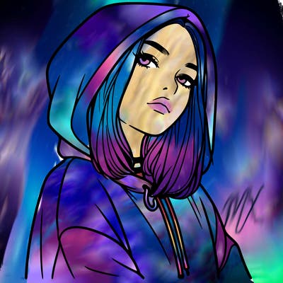 a realistic girl in a hoodie