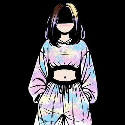 realistic girl faceless with baggy pants and a crop top