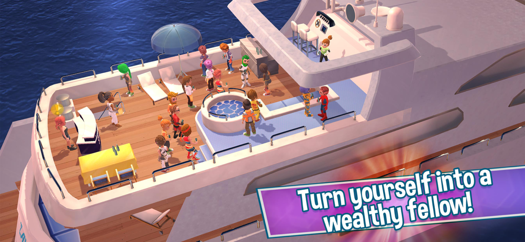 Personaggi che festeggiano su uno yacht di lusso nel gioco Youtubers Life