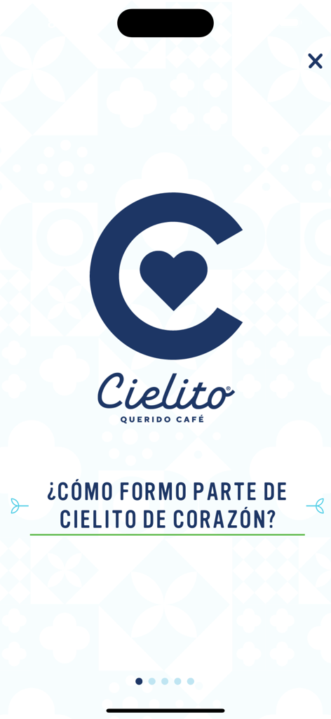 Cielito Querido - Cielito Querido Cafe app onboarding screen with brand logo and loyalty program introduction