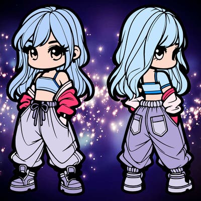 girl in crop top and baggy pants