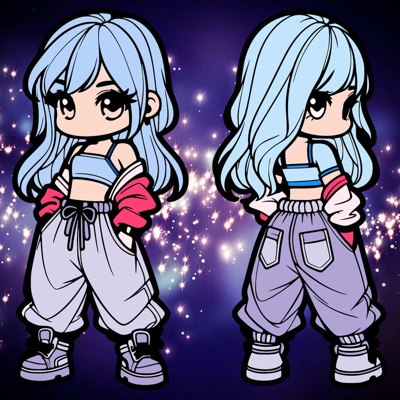 girl in crop top and baggy pants