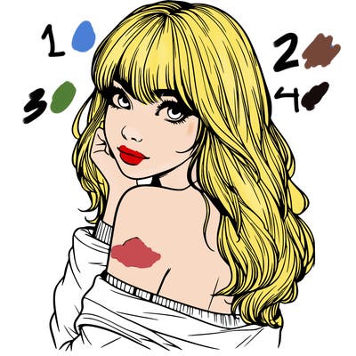 realistic girl with bangs looking over her shoulder