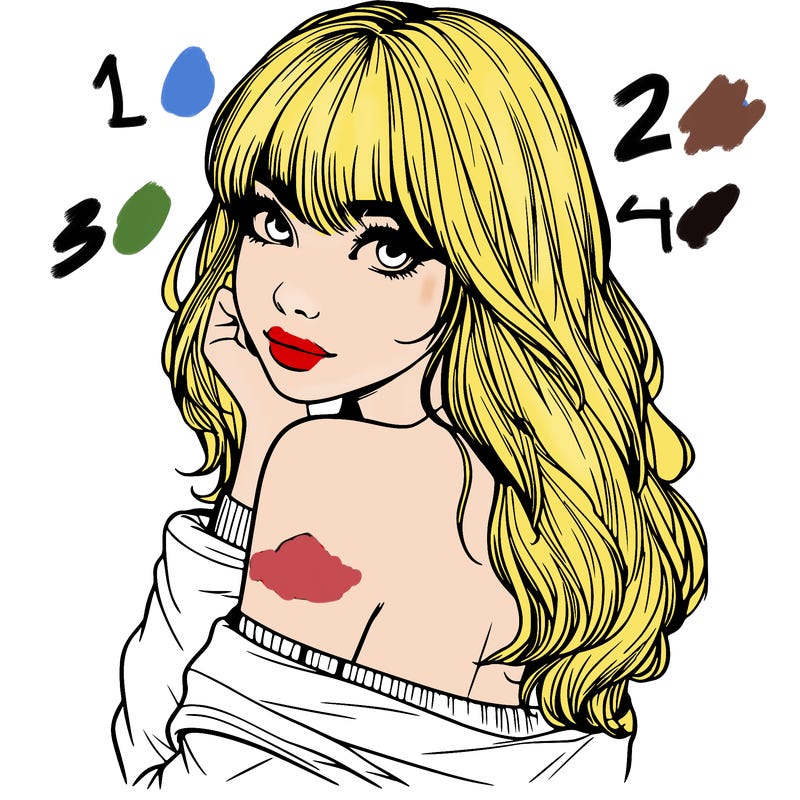 realistic girl with bangs looking over her shoulder