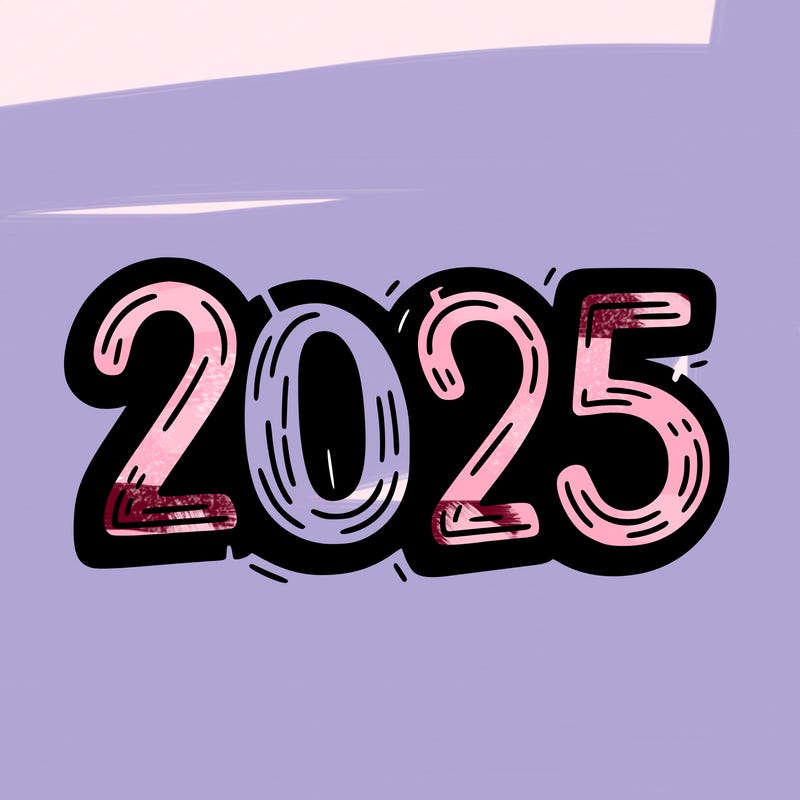 one line scrawled numbers sketch design “2025”