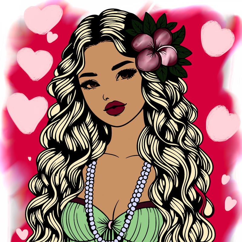 realistic beautiful hawaiian woman,long dress,haku lei, lips