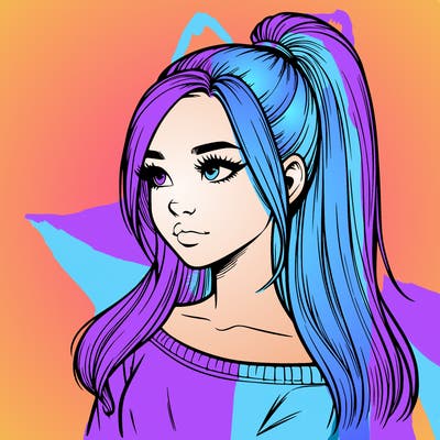 realistic girl with a high ponytail