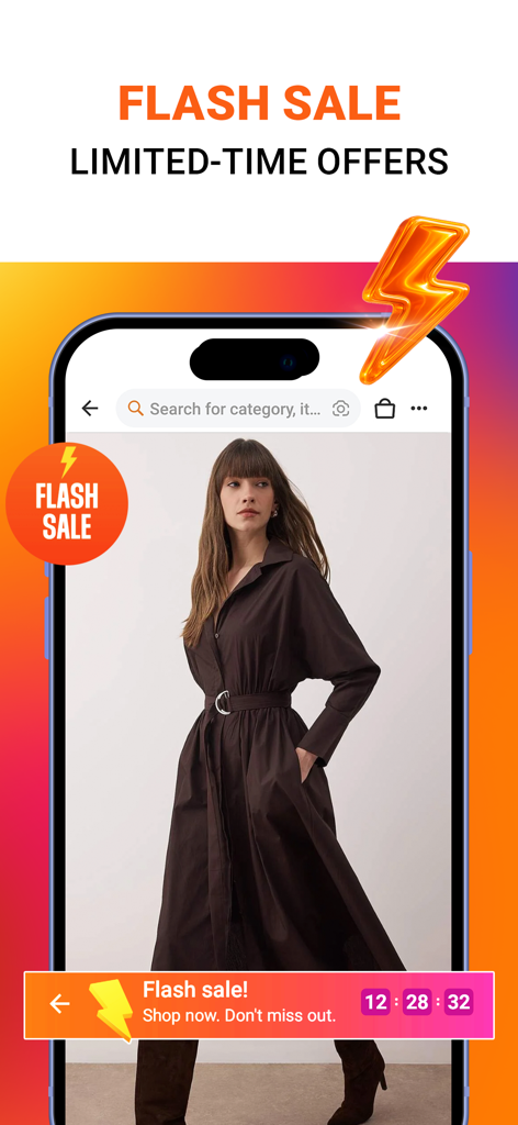 Trendyol: Online Shopping - Trendyol app screen featuring a flash sale on women fashion with a countdown timer