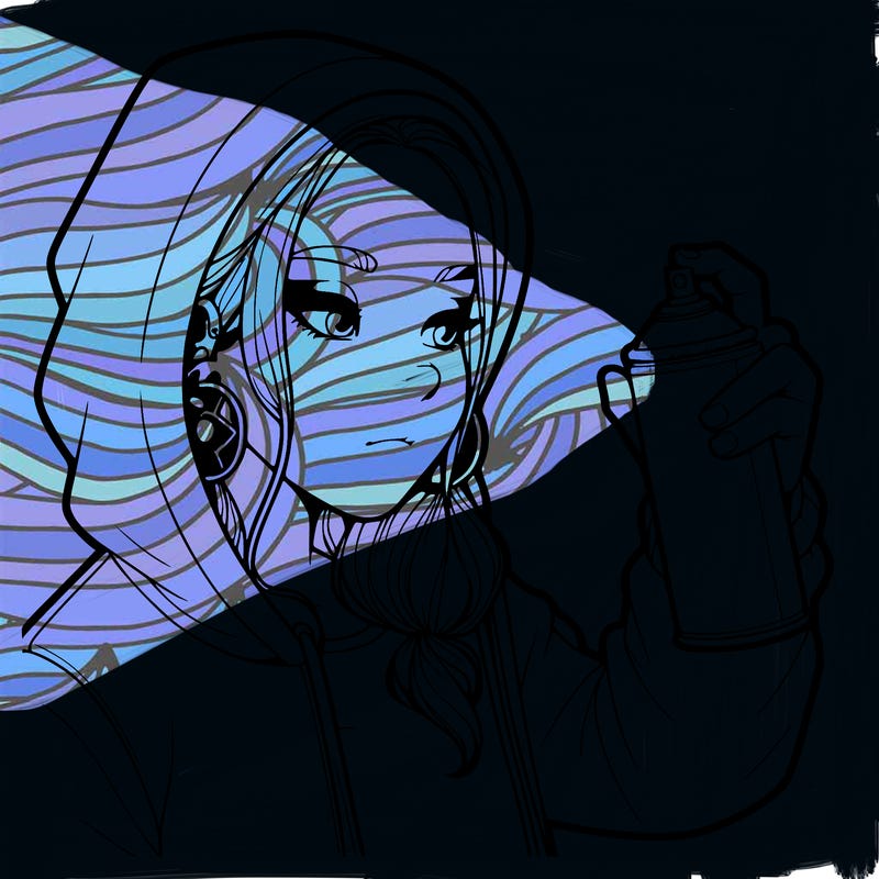 a realistic girl, spray painting