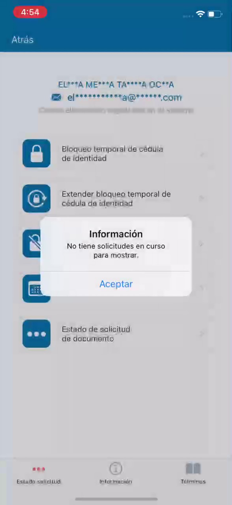 CedulApp - CedulApp interface showing options for Chilean ID card blocking and status tracking.