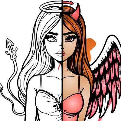 devil vs angel realistic girl