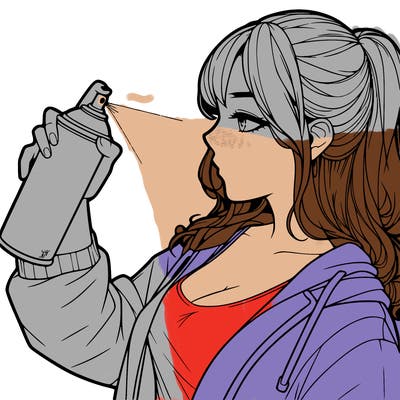a realistic girl spray, painting