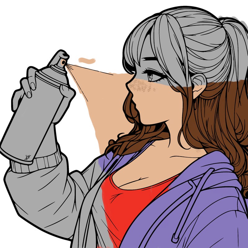 a realistic girl spray, painting