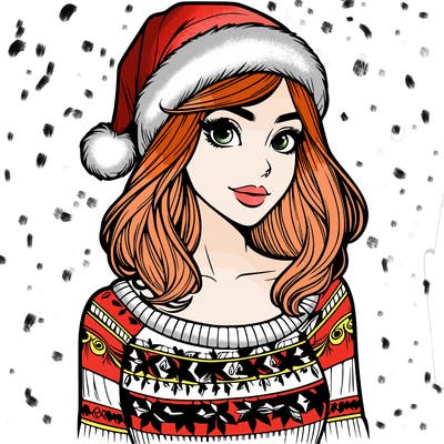 realistic lady in a christmas sweater