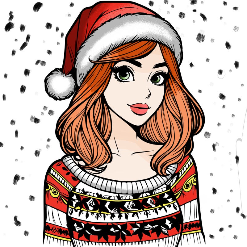 realistic lady in a christmas sweater
