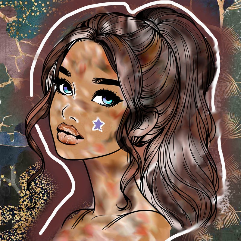 realistic girl with a ponytail on her hair and lips