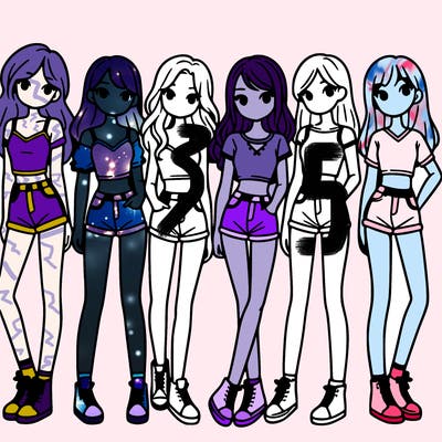 a group of girls wearing crop tops and shorts