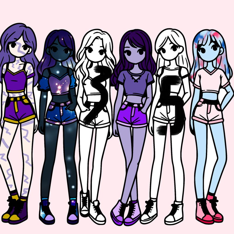 a group of girls wearing crop tops and shorts