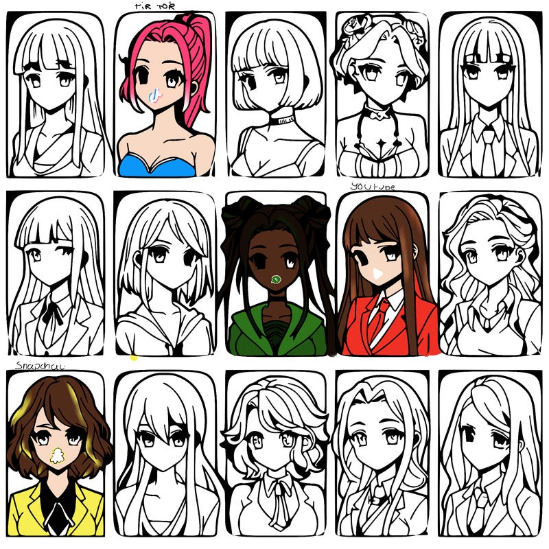 girls that look diffrent anime