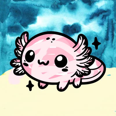 cute easy baby axolotl