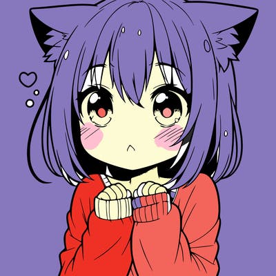 shy anime catgirl