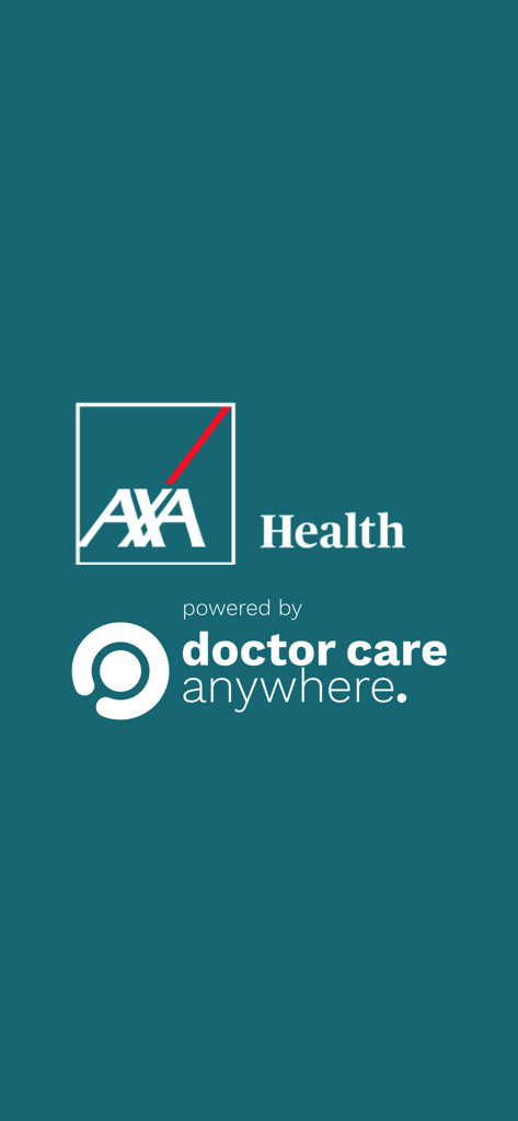 AXA Doctor At Hand - Logos AXA Health et Doctor Care Anywhere sur fond turquoise