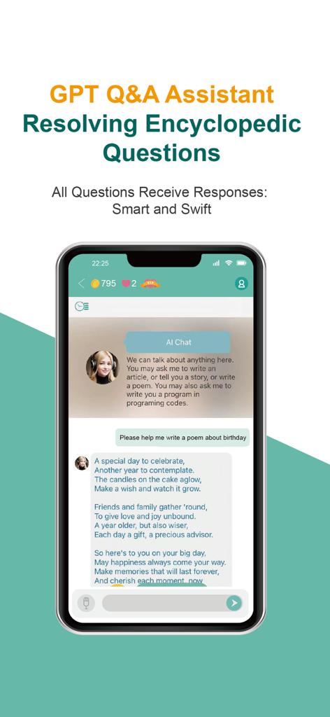 TutorJolly AI English Tutor - TutorJolly AI chat interface showing the GPT Q&A assistant writing a birthday poem for a student