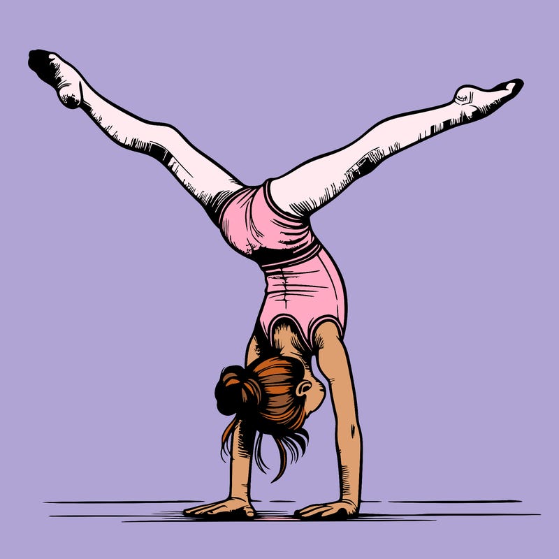 realistic gymnastic hand stand girl in four splits