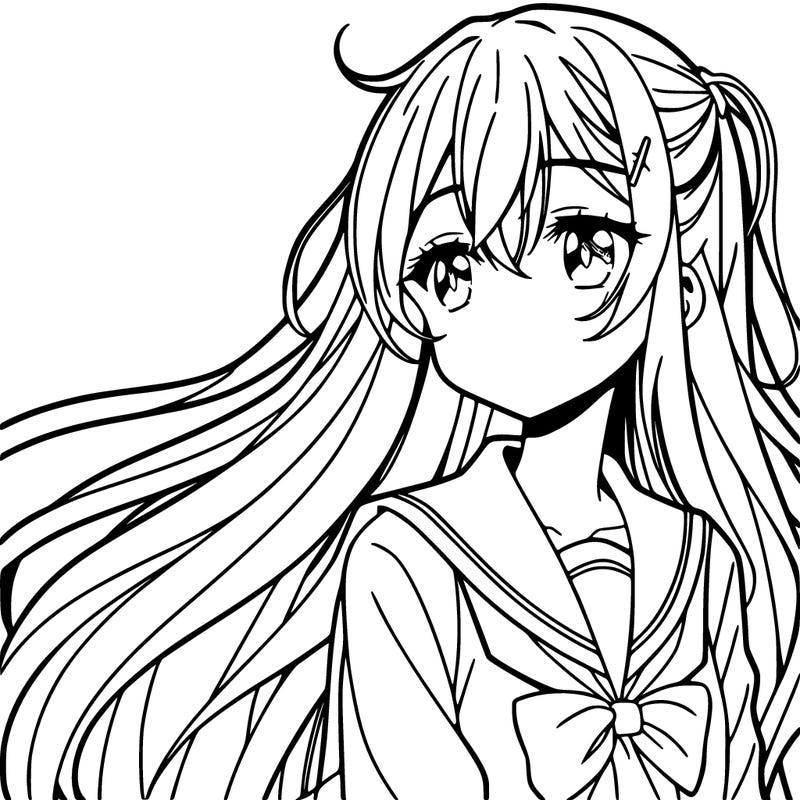 anime girl with long hair