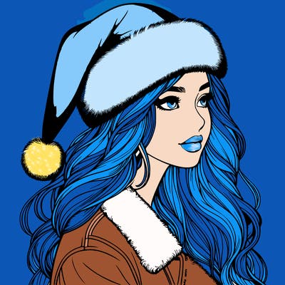 realistic girl in santa hat