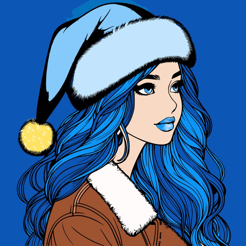 realistic girl in santa hat