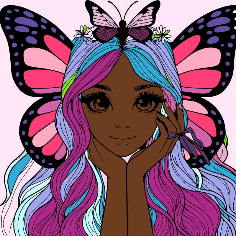 butterfly realistic girl