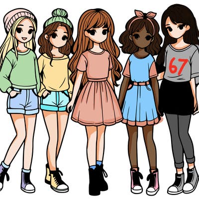 a group of five girls