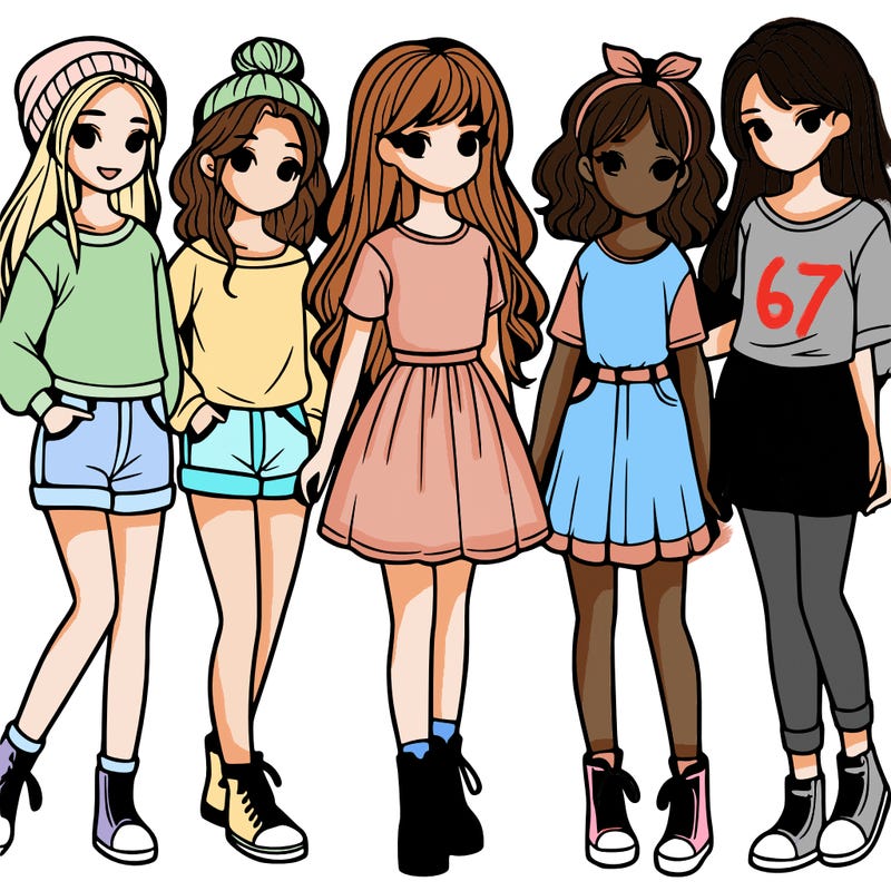 a group of five girls