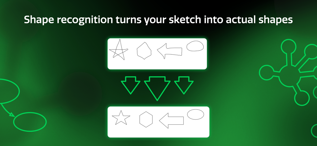 OmniGraffle 3 shape recognition feature converting hand-drawn sketches into clean geometric shapes.