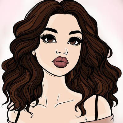 realistic girl with wavy hair and lips